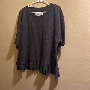 Treasure and bond Black  Shirt with Ruffle Hem